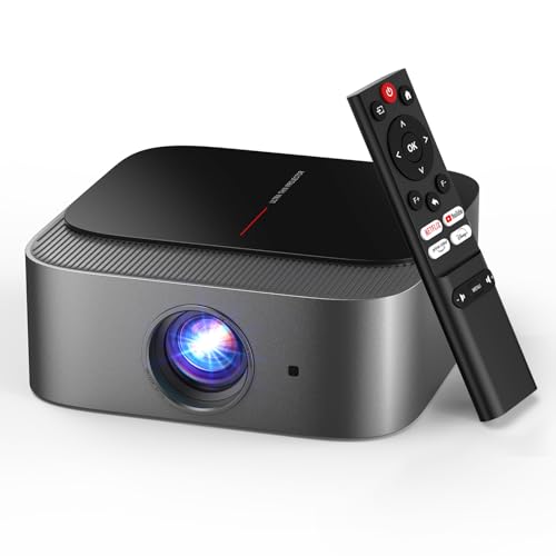 [386+ Built-in Apps] DBPOWER E2 Smart Projector with WiFi and Bluetooth, Native 1080P Mini Projector...
