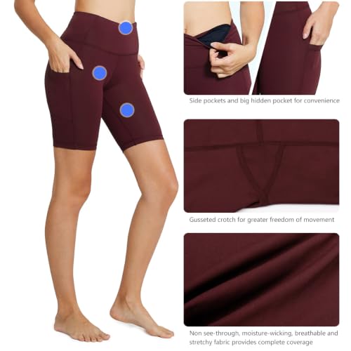 Image of baleaf Women's High Waist Biker Shorts with 3 Pockets