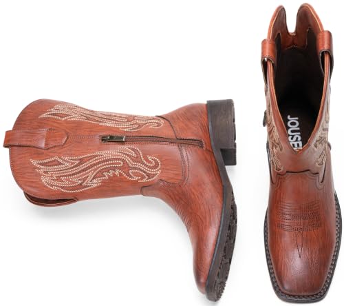 Image of Jousen Cowboy Boots for Men Square Toe Western Side Zipper