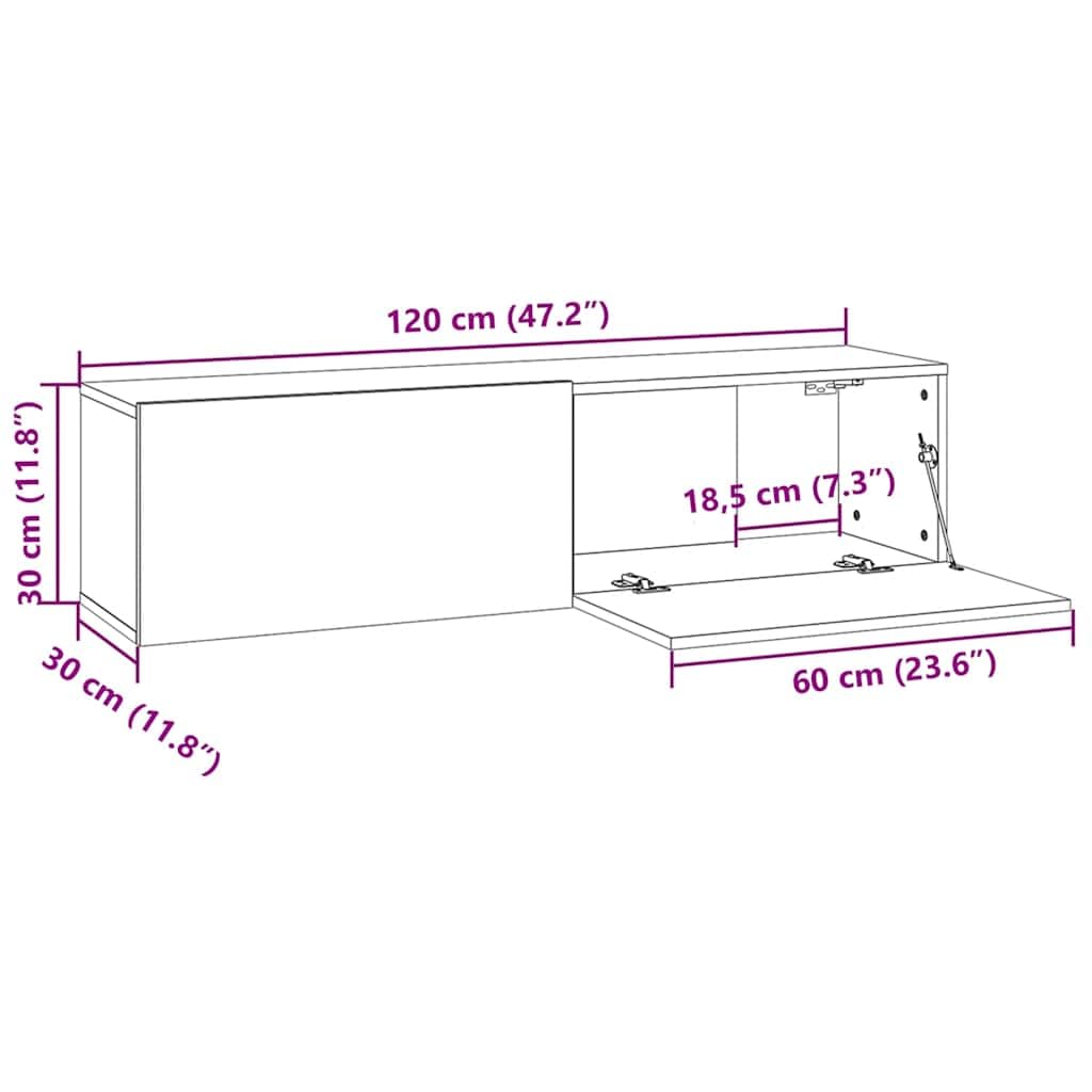 vidaXL Mobile TV Grigio Cemento 120x30x30 cm in Truciolato