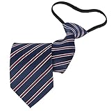 Beaface Corbatas para hombre, con cremallera, ajustables, preatadas, para bodas, negocios, formales, Rayas rojas y marinas, Taille unique
