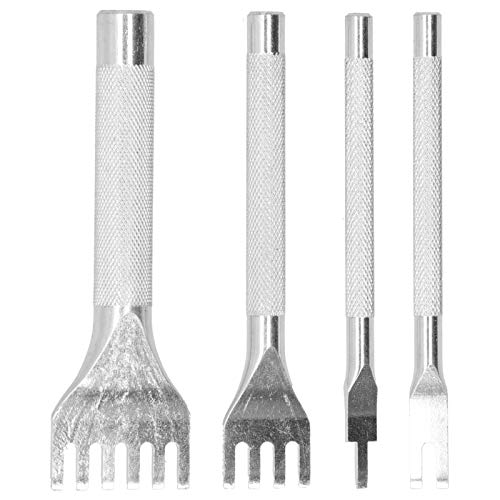 Punzón de costura de cuero, 4 piezas, herramienta perforadora de cuero, juego de cinceles de costura, punzón de costura de cordones, kits de artesanía de cuero para trabajo hecho