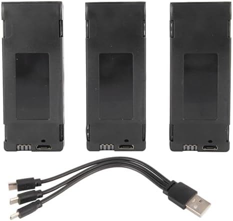 Yunseity 3.7V 750mAh Drone Lithium Battery, 3Pcs Remote Control UAV Lithium Battery, Rechargeable Quadcopter Replacement Lithium Battery for E88 for Brushless for S13 S1 APP8GPS