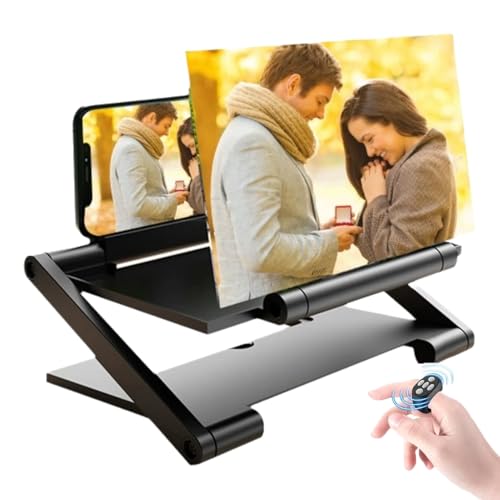 Lupa de Pantalla de Teléfono Inteligente con Pantalla de Proyección con Aumento HD 3D con Anillo de Control Remoto Bluetooth Compatible con Todos Los Teléfonos Inteligentes