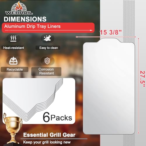 Image of 6 Packs BAC520 Drip Tray Liners for Traeger Pro 780 Pellet Smoker Grill