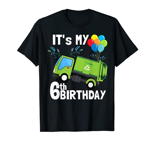 It's My 6th Birthday Garbage Truck 6 Birthday Boy Gift Camiseta
