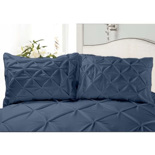 Saferay Green Pinch Pleated Pillow Sham Set of 2, Queen 30x20 Steel Blue