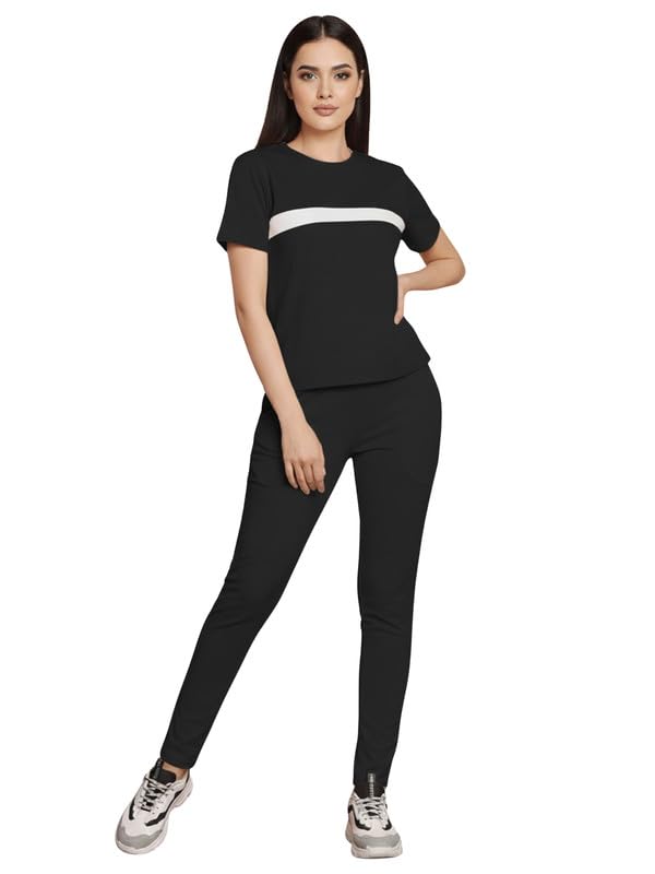 Women's Cotton Blend Front Taped Tracksuit | Co-ord Set For Women| Track Suit Set For Women-picture-21