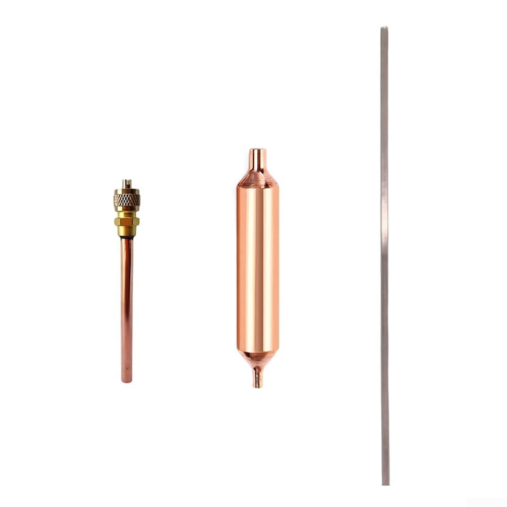 HVAC 3-in-1 Kit di strumenti filtro essiccatore, filtro frigorifero essiccatore macchina per ghiaccio strumenti di manutenzione valvola di servizio e asta di saldatura in rame fosforoso (1