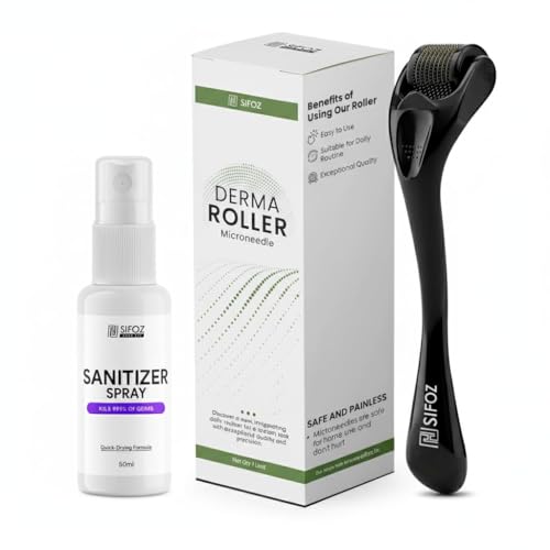 Image of Sifoz Derma Roller For Hair Growth 0.5 mm With 540 Titanium Needles Microneedle Roller For Face, Body, Scalp and Beard | For Women and Men | Reduces Acne Scars | Repairs Damaged Hair, Activates Hair Follicles | Safe & Effective