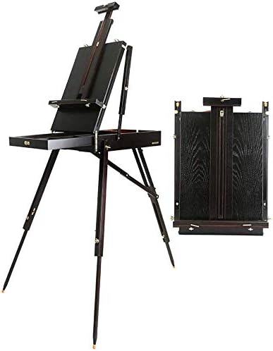 Large Easels Floor Display Tripod Artist Easel with Drawer Collapsible Studio Desktop Easel Artist Stand Painting Stand,Black-Medium