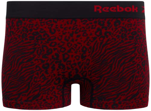 Reebok Women's Underwear - Seamless Boyshort Panties (8 Pack), Size Medium, Crimson Jacquard/Sharkskin/Crimson/Black Melange Stripe #TOP2
