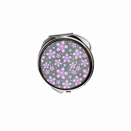 Compact Purse Mirror Mini Makeup Mirror Double Sided Romantic Gifts for Women and Girl White Pink Flower Floral