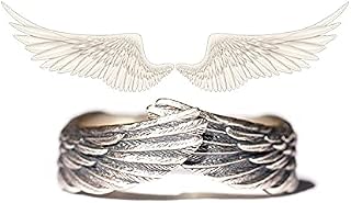 Hug Wings Ring Angel Wings Feather Retro Copper Ring Open Adjustable Guardian Ring Vintage Women Men Feather Ring Silver Wedding Band for Lovers Friends Gifts