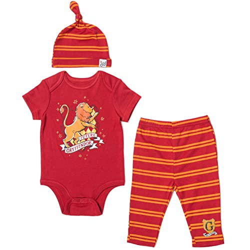 Image of Harry Potter Hogwarts Baby 3 Piece Outfit Set: Cuddly Bodysuit Pants and Hat Outfit Set