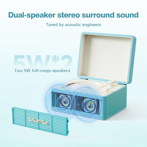 Image of CD Player with Bluetooth Speaker, High-Fidelity Sound, App-Controlled, Magnetic Display for Photos & Pins, Retro Desktop Music Player, Gift for Music Lovers (Light Blue)