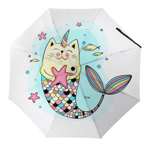 Parapluie pliant renard et lune automatique compact pour homme et femme
