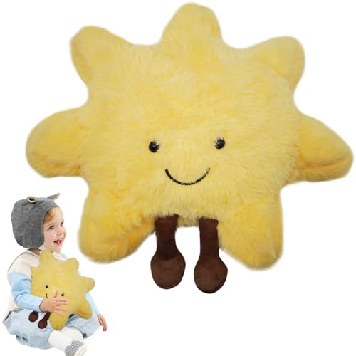 Lächeln Sonne Plüsch Dekokissen, 30 CM Weiches Sonnenkissen, Gelbe...