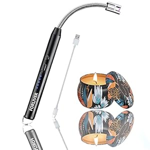 Kaarsaanstekers, elektrische aansteker met LED-batterijdisplay en veiligheidsschakelaar, winddichte aansteker, USB-aansteker oplaadbaar voor kaars, kachel, barbecue, vuurwerk