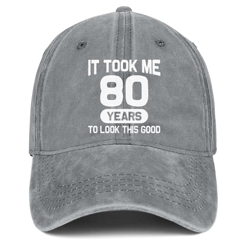 Image of 80th Birthday Gifts 80 Year Old Gifts Ideas for Men Women It Took Me 80 Years to Look This Good Hat Washed Cotton Hat