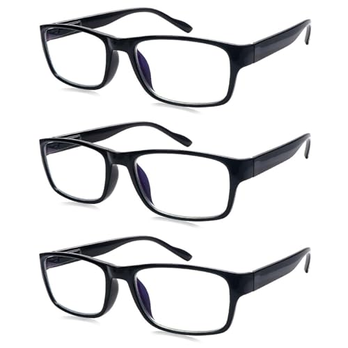 fadbon Reading Glasses Men/Women,Blue Light Readers for Men/Women,Computer Eye Glasses,Lightweight Eyeglasses(3 Pack Black2,1.25)