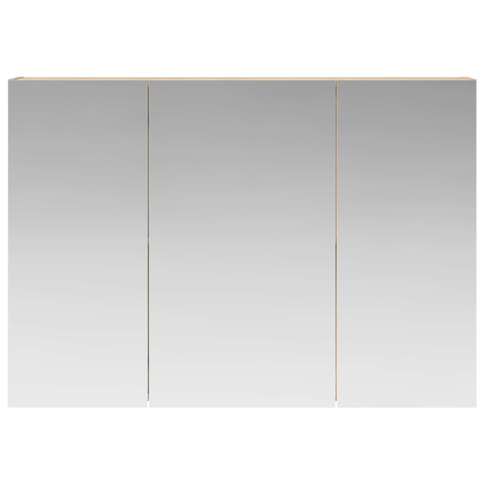 Armadietto da bagno a specchio in rovere Sonoma, 100 x 14,5 x 70 cm, con vano portaoggetti, specchio su entrambi i lati, montaggio a parete, con 2 ripiani, per bagno e bagno degli ospiti