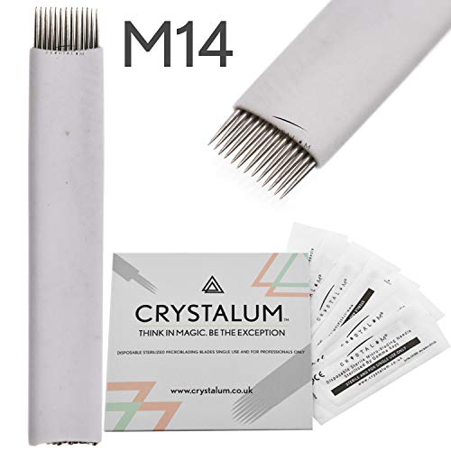 Microblading Needles Shading M14 Blades 10pcs Micro Blade Eyebrow Tattoo MakeUp Supplies PMU Products Kit CRYSTALUM