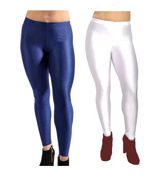 New Trend Shiny Churidar Leggings Combo for Women and Girls (Pack of 2) (3XL, Nevy Blue & White)-image-16