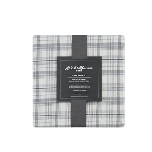 Image of Eddie Bauer - Flannel Sheets Full Size, Anti-Pilling & Wrinkle Resistant Cotton, Touchably Soft for All-Season Comfort - Bed Sheets with Matching Pillowcases & Fitted Sheet (Beacon Hill Ivory)