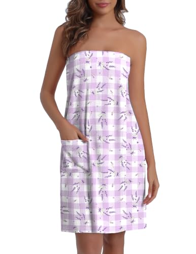 Image of Ekouaer Waffle Robes For Women Bath Wraps Lightweight Bathrobe