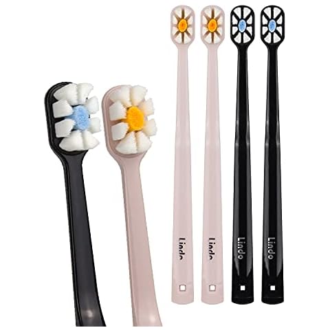 Lindo Polishing Toothbrush - for Sensitive Gums and Teeth, 12000+ Ultra Fine Bristles, Soft and Gentle, Deep Clean, Pack of 4 Cover