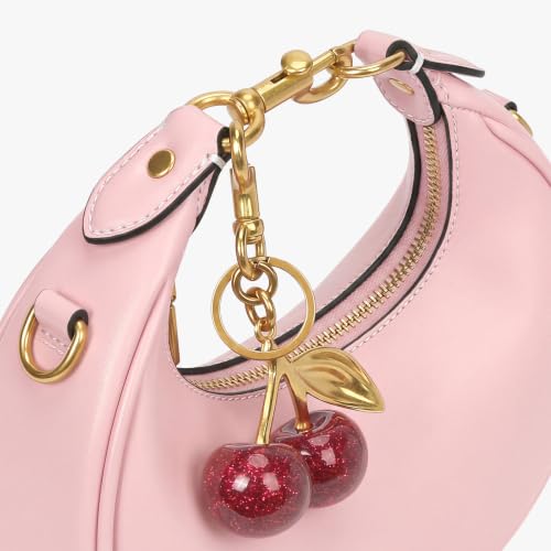 Image of JQWSVE Small Top Handle Bags for Women Mini Purses Cute Ladies Handbags Crescent Mini Crossbody Bags with Cherry