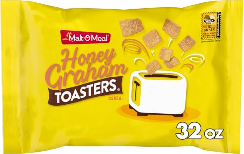 Image of Malt-O-Meal Honey Graham Toasters Breakfast Cereal, Family Size, 32 oz Bag (Pack of 8)