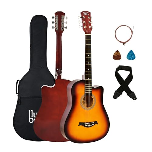 Image of BLUEBERRY B-D38, Acoustic Guitar Kit Inbuilt Truss Rod with Bag, Strap, One Pack Strings And Picks - 38 Inch (Sunburst)