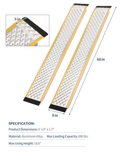 Rampas de aluminio 2 unidades 5FT x 9" para carga pesada miniatura 2