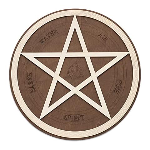FOURTH LEVEL12” 2-Layer Pentagram Star, Pentacle Altar Wood Decorations, Wooden Wall Art, Hanging Home Decor, Sacred Geometry Art Cover