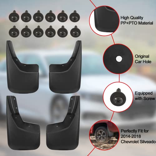 Image of BDFHYK Mud Flaps Splash Guards Compatible with Silveado 1500 (2014-2018), for Silverado 3500 WT(2015), for Silverado 2500 3500 (2015-2018) Without Fender Flares