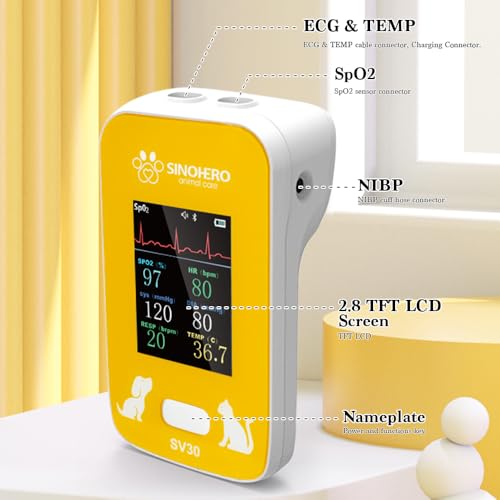 Image of Veterinary Monitor for Dog with Bluetooth,Pulse Oximeter for Pet,6 Parameters Blood Pressure Rechargeable Animal(Include Dogs and Cats) for Family Clinic