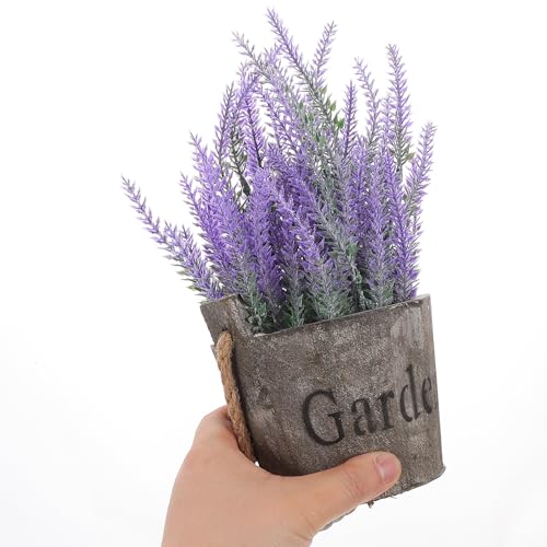 Planta artificial morada en maceta de madera y plástico para decoración de bodas y oficinas 5