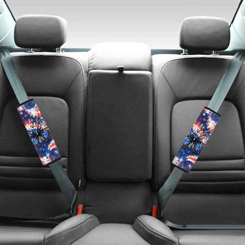 Image of AFPANQZ America Flag Butterfly Seat Belt Pads Cover Safety Seatbelt Shoulder Strap Covers Cushion Harness Pads for Car Bags Soft Comfortable Universal Fit for Truck Vans Sedans SUVs