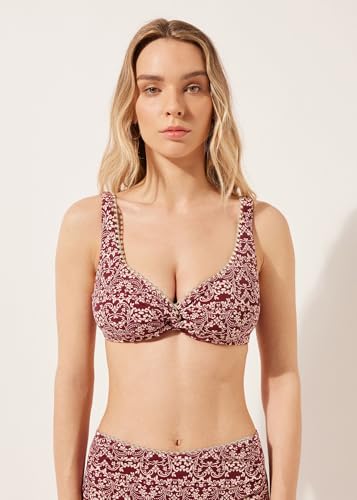 Woman's Balconette Swimsuit Top Botanic Bordeaux2