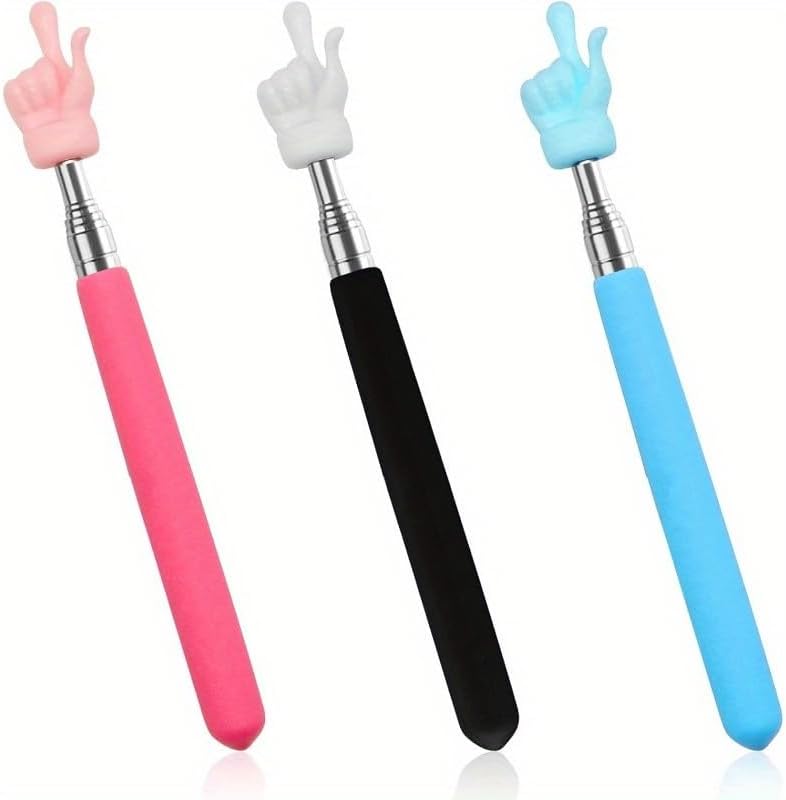 3 Pcs Telescopic Teachers Pointer, Extendable Hand Pointer Finger Pointer Stick, Mini Retractable Classroom Pointer for Elementary School Kindergarten Teacher, Classroom Supplies