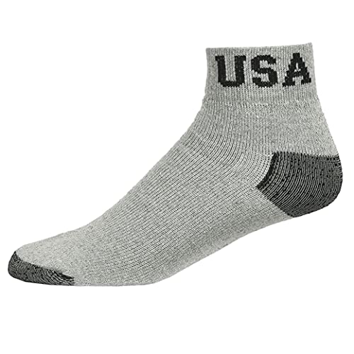 12 Pairs Ankle Quarter Crew Mens USA Sports Socks Grey Athletic 10-13 Cotton2