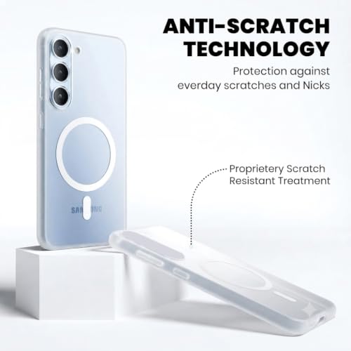 Image of DIZORO Matte Case for Samsung Galaxy A35 Compatible with MagSafe, Camera Lens Full Protection, Shockproof Translucent Frosted TPU Soft Phone Cover, Anti-Fingerprint (White)