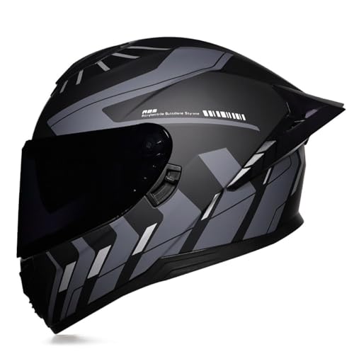 Casco Integral para Moto con Doble Visera Casco De Scooter Forro Extraíble Y Lavable Certificado ECE Street Touring E,S=(55-56CM)