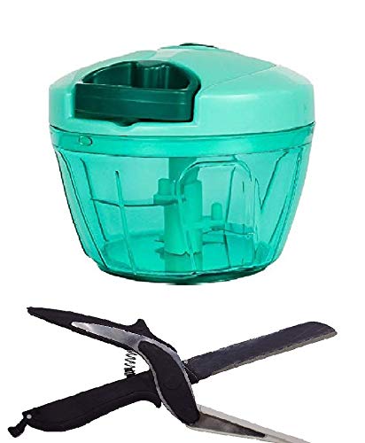MOBONE Chopper Handy Quick Cutter Vegetable Fruit Nut Onion Chopper, Hand Meat Grinder Mixer Food 2 in 1 Smart Clever Cutter Kitchen Food Chopper (Multicolor)