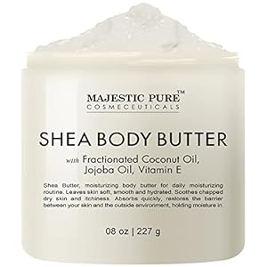 MAJESTIC PURE Shea Body Butter – Intense Hydrating with Fractionated Coconut Oil, Jojoba, and Vitamin E – Moisturize for…