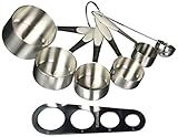 Chef elite Measuring Cups Deluxe 7 Piece Stainless Steel Set – 5 Cup Set, Spaghetti Measure, And Coffee Scoop (Light Gray)
