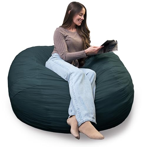 Image of Big Joe Fuf 5Ft Oversized Foam Bean Bag Chair with Removable Cover for Kids, Teens, Adults, Deep Sea Velveteen, Durable Woven Polyester, 5 Foot Large Reading and Gaming Seat | Premium Shredded Foam Filled, Velveteen, Adult-Sized Comfortable Seating, Supports Up to 300 lbs