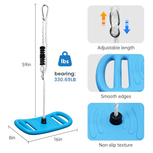 Tree Swing for Kids - 3 -in-1 Multi-Functional Swing Single Disc Seat and Climbing Rope Set - Treehouse and Outdoor Playground Accessories